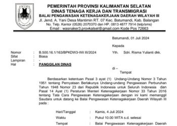 Tenaga Kerja PT. DSM Kalsel di PHK,”Dinas ke pengawasan Ketenagakerjaan Provinsi Kalsel Panggil Pekerja