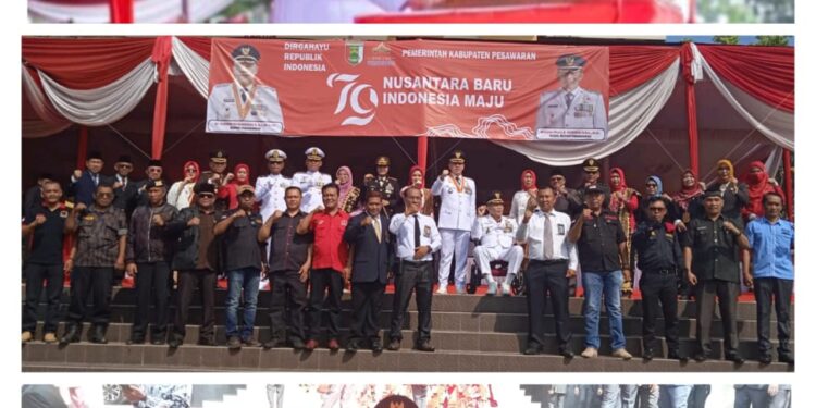 Pengurus DPC GWI Pesawaran Ikut Upacara Peringatan HUT RI Ke-79,Di Lapangan Upacara Pemkab Pesawaran. 