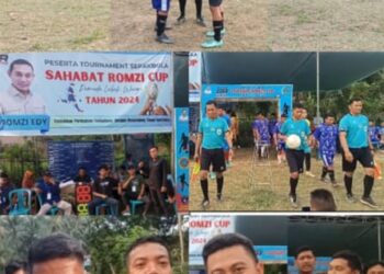 Empat Tim Bersaing Ketat Di Open Turnamen Sahabat Romzi Cup Pemuda Lebak Wangi.