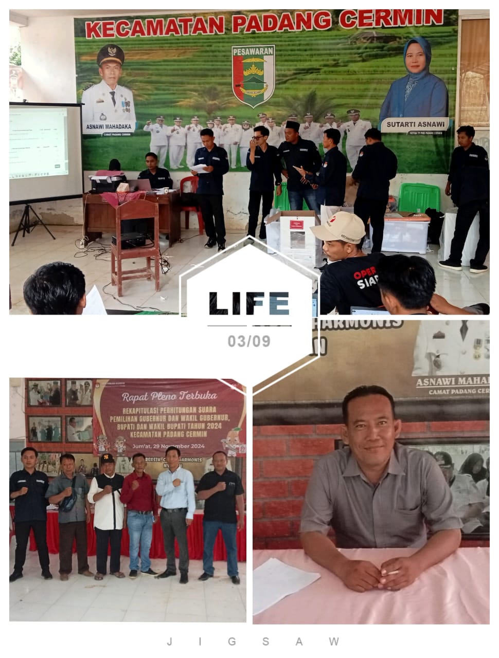 Rapat Pleno Terbuka Rekapitulasi Perhitungan Suara Pemilukada Tahun 2024 Kecamatan Padang Cermin Berjalan Lancar Dan Kondusif,Saling Legowo.