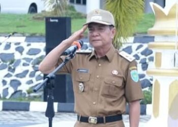 Hari pertama Masuk kerja wakil Bupati OKU Selatan pin pin Apel gabunGan di Lingkungan Pemkab Oku Selatan