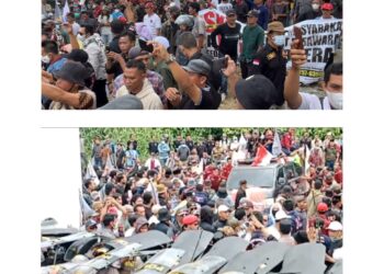 Ribuan Massa Geruduk KPU Pesawaran Tuntut Jalankan Putusan MK Secara Penuh 