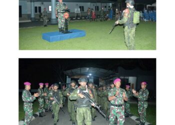 Upacara Penyambutan Satgas Pamtas RI – PNG Mobile Gobang II Yonif 9 Marinir