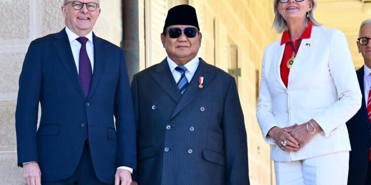 Presiden Prabowo Subianto Disambut oleh Perdana Menteri Australia Anthony Albanese dan Gubernur Jenderal Australia Sam Mostyn,
