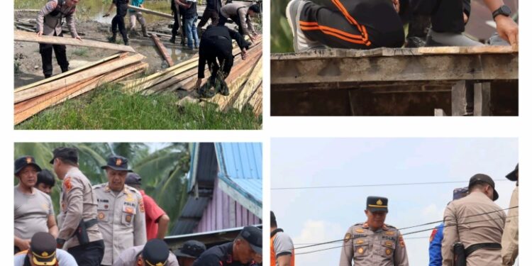Aksi Nyata Polri Polres Tanjab Barat Renovasi Jembatan Vital, Amankan Akses Pendidikan di Kuala Baru SEBERANG KOTA, TANJAB BARAT 