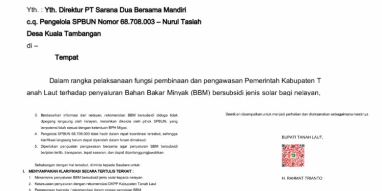 Bupati Tanah Laut Turun Tangan, Nelayan Kuala Tambangan Laporkan Dugaan Penyimpangan Solar Subsidi ke Polda Kalsel