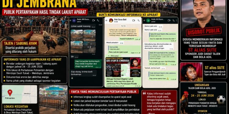 *LAPORAN DUGAAN TAJEN ATAU SABUNG AYAM DI JEMBRANA: PUBLIK PERTANYAKAN HASIL TINDAK LANJUT APARAT*