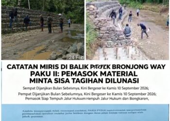 CATATAN MIRIS DI BALIK PROYEK BRONJONG WAY PAKU II: PEMASOK MATERIAL MINTA SISA TAGIHAN DILUNASI